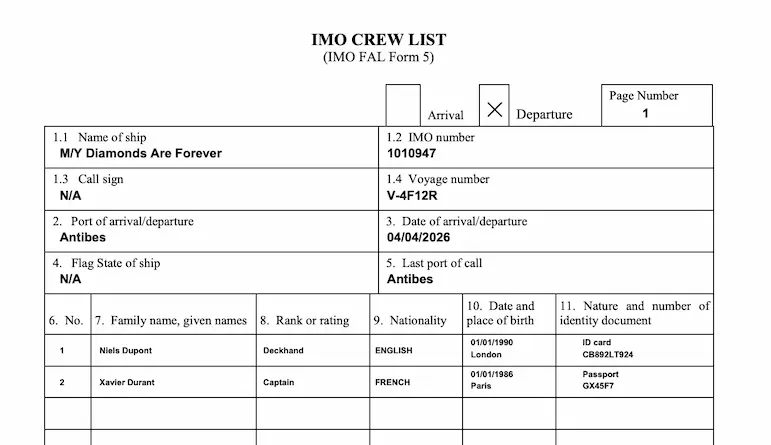 Crew and passenger list export in Scyllastar